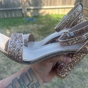 Glittery Block Heel Sandals